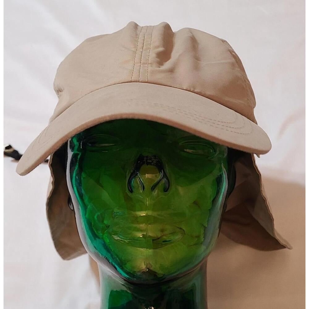 Vtg Blockbuster Video 2001 Adams Sun Flap Hat Beige UV Neck Cover Y2K Promo Rare